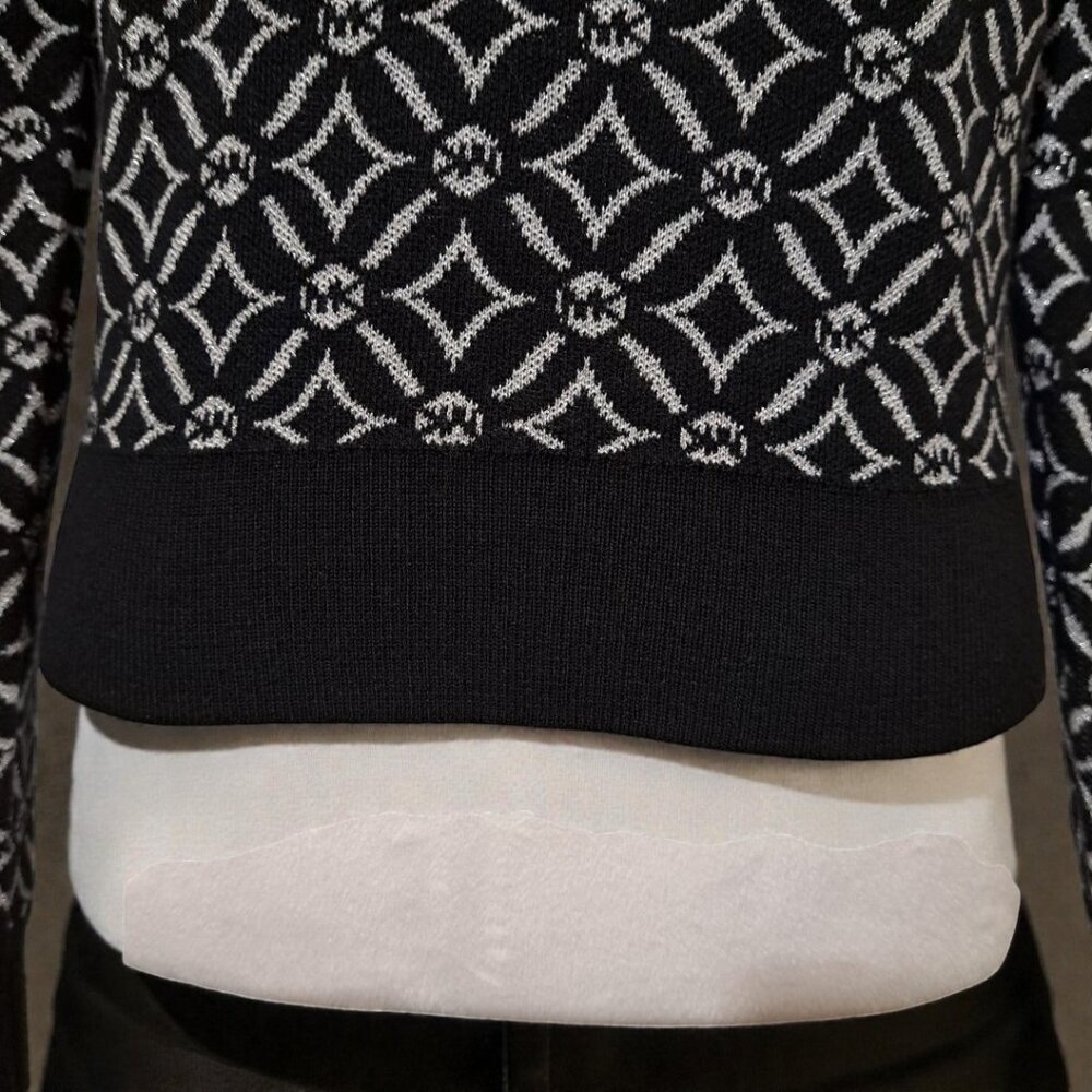 Michael Kors Size Medium (10-12) Black and Grey Logo Jacquard Sweater NW - Picture 7 of 13